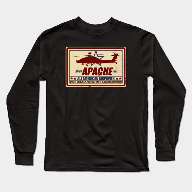 AH-64 Apache (distressed) Long Sleeve T-Shirt by TCP